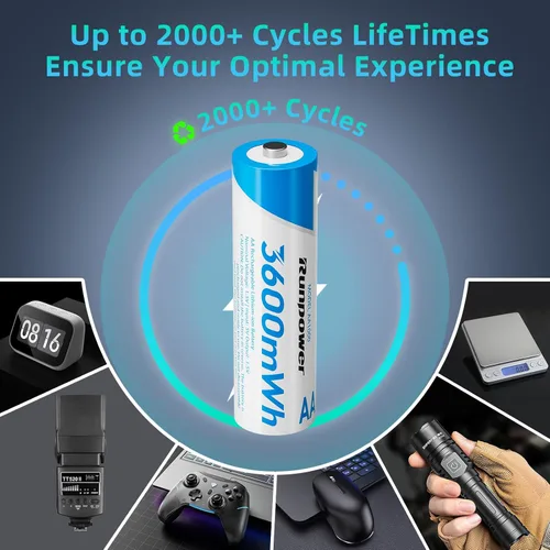 Miniatura 5 de Batería recargable AA, batería de litio de 1.5V 3600mAh, paquete de 2