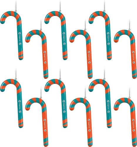 Miniatura 9 de NFL Team Logo 12 Pack Candy Cane Ornament Set