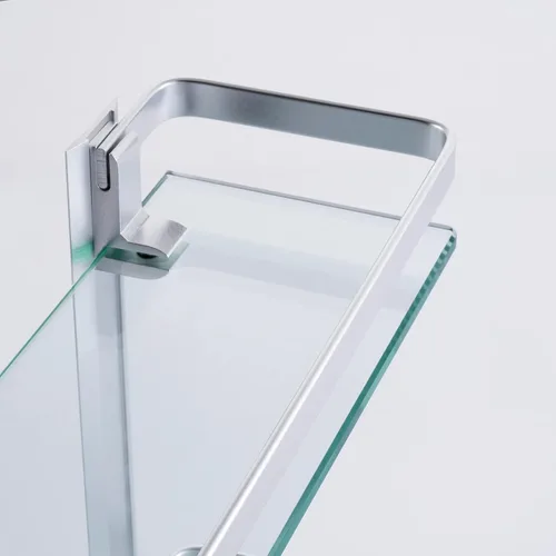 Miniatura 8 de KES Estante de vidrio para baño de 2 niveles, almacenamiento de vidrio templado montado en la pared y aluminio plateado, A4126B