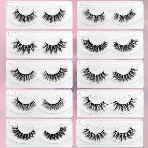 Miniatura 2 de FARRED - Pestañas postizas esponjosas, dramáticas, a granel, mix de 10 estilos, paquete de 50 pares, en cajas individuales, 10-18mm de volumen