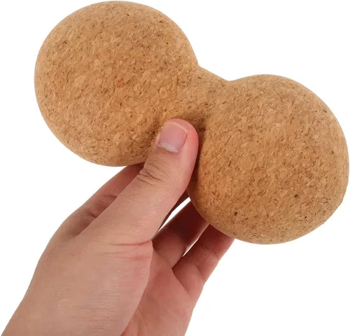 Miniatura 9 de TIDTALEO Bola de masaje de corcho y cacahuete de 3.1 x 6.3 in, antideslizante, rodillo de fitness para espalda, cuello, cintura, relajación muscular