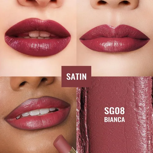 Miniatura 3 de Oulac Lápiz labial ciruela para mujer, lápiz labial mate burdeos, color de labios de cobertura completa, acabado mate satinado, textura crema, SG08