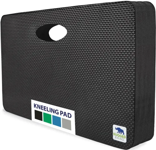 RUGGED RHINO Rodilleras gruesas absorbentes de golpes, soporta hasta 300 libras, protege las rodillas de superficies de hormigón duro, para Negro