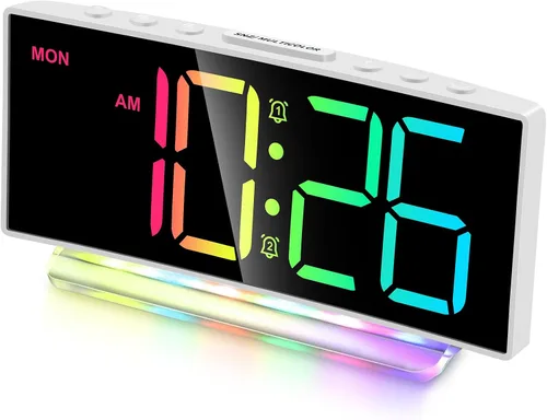 Miniatura 8 de Cadmos Reloj Despertador Extra Fuerte para Personas de Sueño Pesado Adultos, Adolescentes, Niños, Reloj Arcoíris para Dormitorios, Pequeño Reloj