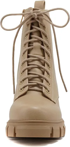 Miniatura 3 de Soda TUNDRA Botines de combate de moda con suela de lengüeta para mujer con cremallera lateral