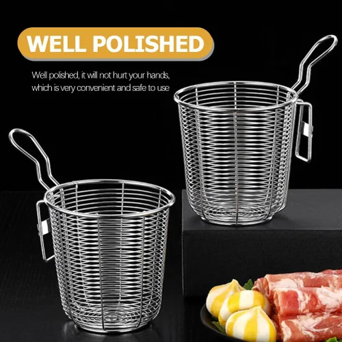 Miniatura 8 de BESTonZON Cuchara ranurada de acero inoxidable para fideos, colador de olla caliente de 5.6 pulgadas con asa para cocinar pasta, ramen y cocina