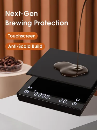 Miniatura 7 de Báscula de café con sincronización automática, báscula de espresso recargable con temporizador, relaciones y pantalla de caudal, 3 modos, grado