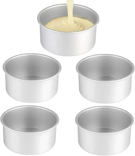 XZJMY Paquete de 5 moldes para pasteles de 5 x 2 pulgadas, mini molde para tartas, molde redondo de aluminio, utilizado para reuniones familiares