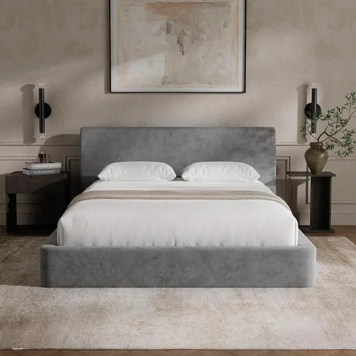 Miniatura 12 de RECCI AirFrame - Base de cama tamaño King con cabecera ergonómica acolchada de espuma en ángulo, marco de cama de plataforma de diseño minimalista