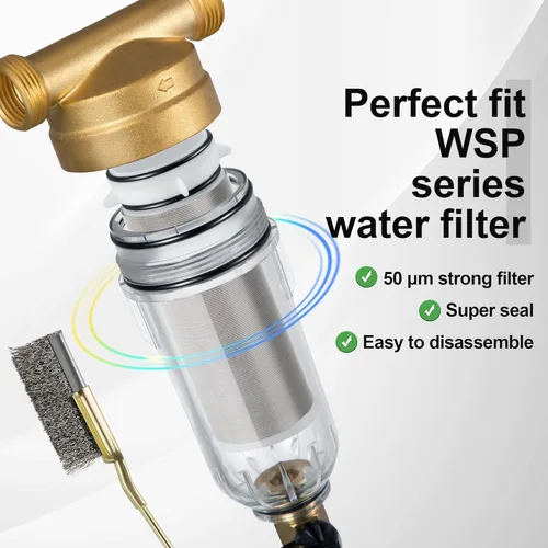 Miniatura 3 de Enhon - 2 filtros de sedimentos giratorios de repuesto para filtros de sedimentos giratorios de 50 μm con cepillo compatible con filtro de agua