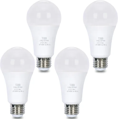 Miniatura 7 de Paquete de 4 bombillas LED de 3 vías de 50 100 150 vatios equivalentes, blanco suave 3000K, bombillas de tres vías de 5/10/15W, base A19 E26, 700