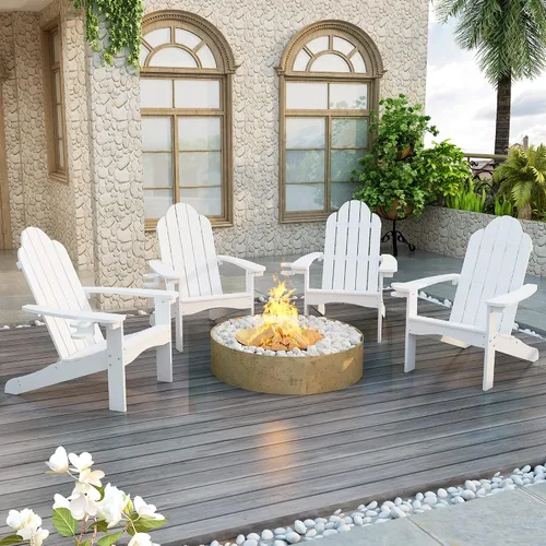 Miniatura 28 de LUE BONA HDPS Sillas Adirondack Set de 2, Silla para Hoguera al Aire Libre Resistente a la Intemperie con Portavasos, Silla Moderna de Plástico
