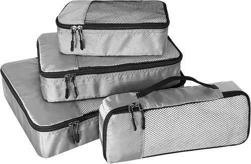 Juego de organizadores de viaje ligeros de 4 piezas, Gris