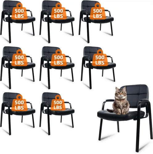 Miniatura 21 de CLATINA Big & Tall - Silla de invitados para sala de espera de 500 libras, silla de recepción de oficina de cuero sin ruedas con brazos acolchados