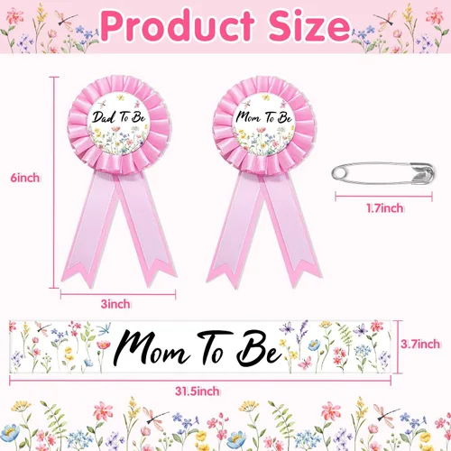 Miniatura 7 de Homanu Wildflower Mom to Be - Decoración de baby shower, diseño floral para mamá para ser papá para decoración de fiesta de mamá embarazada