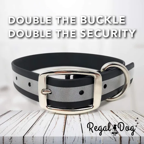 Miniatura 7 de Regal Dog Products Collar de perro reflectante negro pequeño con placa de nombre grabada personalizada Collares de perro personalizados