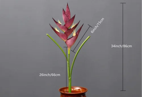 Miniatura 2 de Rikyo Flores artificiales grandes de 34 pulgadas (33.9 in), tallo de helconia, 7 pétalos, flores artificiales, flores permanentes, plantas verdes