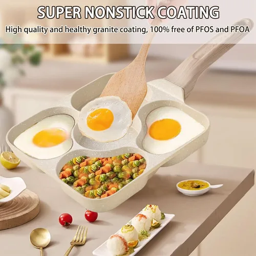 Miniatura 2 de JUSTUP Sartén antiadherente para tortilla de 5 tazas, sartén saludable de granito de aluminio para panqueques, sartén con mango resistente al calor