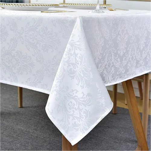 Miniatura 18 de Servilletas cuadradas de jacquard blanco, servilletas de poliéster suave resistentes a las arrugas con diseño damasco, servilletas de tela