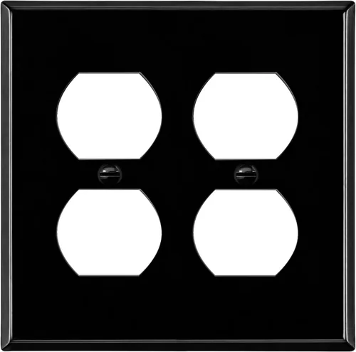 Miniatura 40 de ENERLITES Placa de pared de metal dúplex para receptáculos, cubierta de salida de acero inoxidable, resistente a la corrosión, tamaño de 1 banda