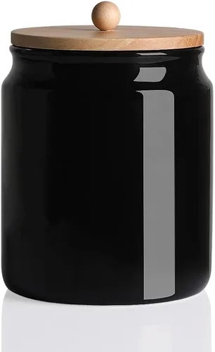 Miniatura 12 de Sweejar - Recipientes de cerámica para cocina, tarro de almacenamiento de alimentos de porcelana con tapa hermética de madera, recipiente