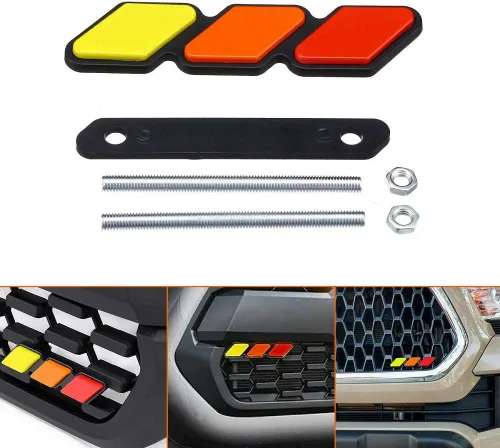 Manfox Emblema de rejilla tricolor, accesorios de decoración, etiqueta de automóvil para Tacoma 4Runner Tundra Sequoia Rav4 Highlander (rojo,