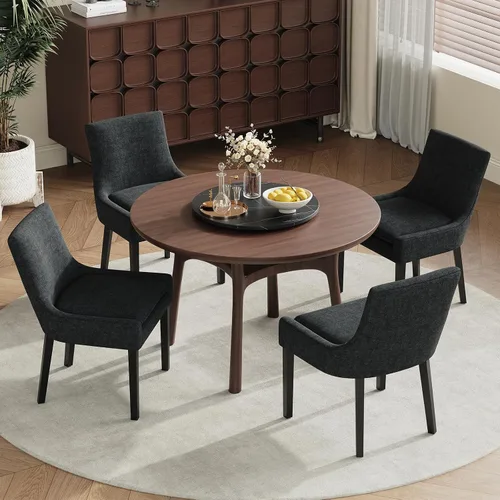 Miniatura 33 de MALOL Juego de 2 sillas de comedor tapizadas en corduroy con patas de madera, sillas de cocina laterales acolchadas de respaldo medio para comedor