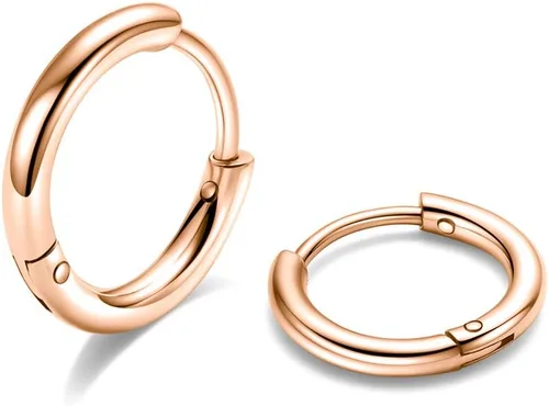Aretes de aro Huggie para mujeres y hombres, acero inoxidable quirúrgico 316L, 0.236 in, 0.315 in, 0.394 in, para hombre, aretes de aro para