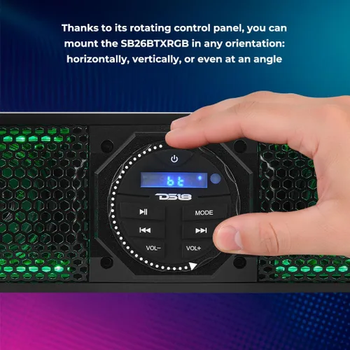 Miniatura 6 de DS18 SB26BTXRGB Barra de sonido amplificada marina de 26 pulgadas con iluminación Bluetooth USB y RGB, 6 altavoces, 600 W máximo, panel de control