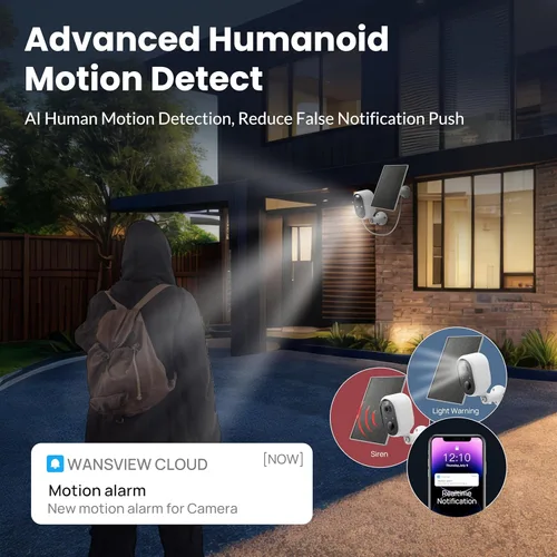Miniatura 6 de Aurumbach - Cámara de seguridad solar e inalámbrica para exteriores, visión nocturna a color, 2K, detección de movimiento PIR, batería, WiFi 2.4