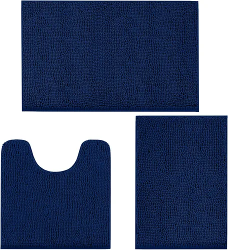 Miniatura 20 de Tapete de baño lavable a máquina, absorbe de agua, es antideslizante, suave y de microfibra, felpilla+F199:G228, Beige, 3 PCS
