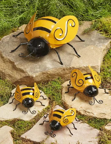 Miniatura 2 de Adornos decorativos de metal para jardín de abejorros – Adornos de césped – Juego de 4