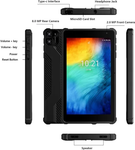 Miniatura 7 de VASOUN Tablet Android 14 de 7 pulgadas, 8 GB de RAM 64 GB ROM, Octa-Core 2.0 GHz, pantalla táctil IPS, cámara dual, 5G WiFi/Bluetooth, tableta