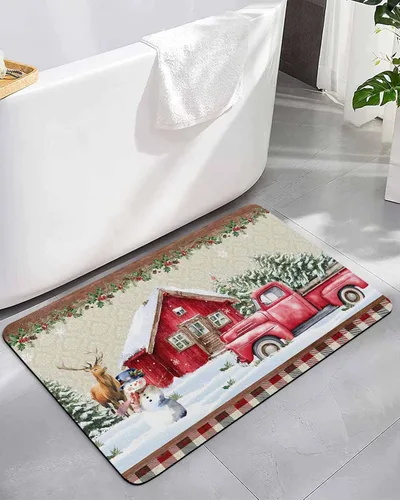 Tapete de baño de Navidad para bañera, antideslizante, de secado rápido y absorbente, tierra de diatomeas, cocina, ducha, fregadero, lavable, muñeco