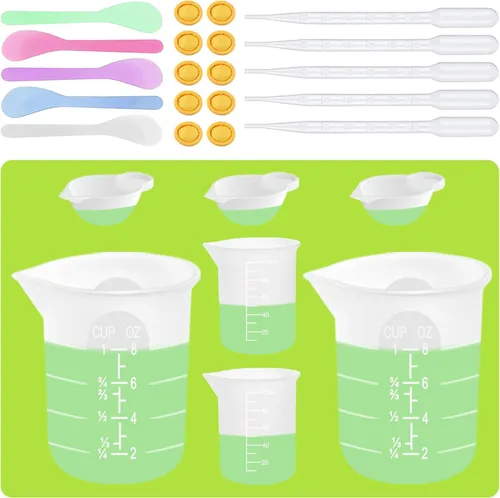 Miniatura 9 de 6 piezas de juego de tazas de silicona, 500ml, 250ml y 125ml para tazas medidoras de silicona de epoxi, tazas de mezcla antiadherentes, moldes