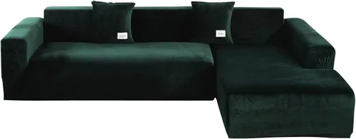 Miniatura 20 de Fundas de sofá modulares en forma de L, 2 fundas elásticas antideslizantes para sofá de 3 + 3 plazas, funda de sofá con fundas de almohada