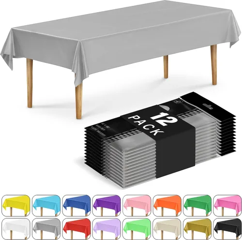Miniatura 17 de DecorRack 2 Manteles rectangulares de plástico libres de BPA, 54 x 108 pulgadas, mantel de mesa para comedor, mantel rectangular para fiestas