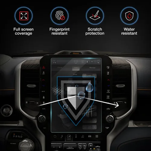 Miniatura 5 de Protector de pantalla premium compatible con Dodge Ram 2019, 2020, 1500, 2500, 3500, 3500, Uconnect de 12 pulgadas, vidrio templado