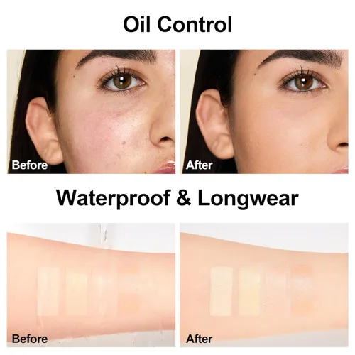 Miniatura 4 de FV Paquete de 2 bases impermeables, base ligera y de cobertura media con acabado mate, control de aceite, maquillaje líquido de larga duración
