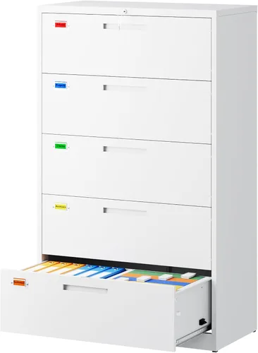 Miniatura 15 de PEUKC Archivador de 2 cajones, archivadores laterales para oficina en casa, cajones de almacenamiento de oficina con cerradura, archivos colgantes