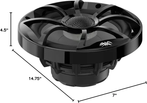 Miniatura 9 de Wet Sounds Recon 6-BG RGB Altavoces coaxiales marinos de alto rendimiento estilo componente de 6.5" con rejilla negra y retroiluminación RGB