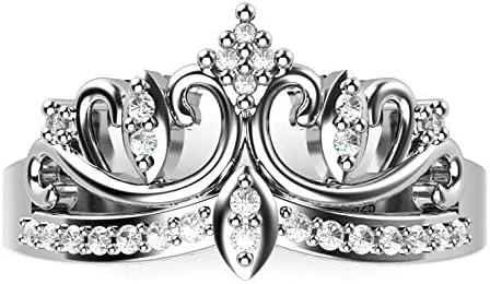 Miniatura 3 de Metal Factory Anillo de Banda de Plata de Ley 925 con Circonita Cúbica Corona Tiara de Princesa CZ
