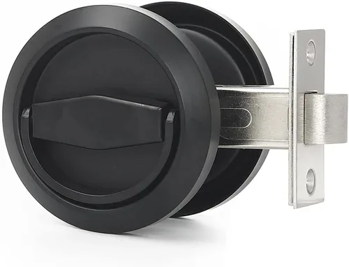 Tirador de puerta de bolsillo de privacidad negro con cerradura Cerradura de puerta deslizante 304 Perillas de puerta de acero inoxidable Manija de