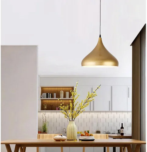 Miniatura 2 de Iluminación colgante de metal dorado de estilo industrial para isla de cocina, lámparas colgantes retro americanas para mesa de comedor, lámpara
