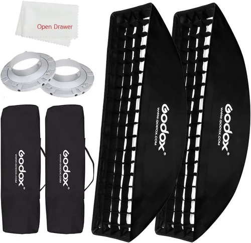 Godox 8.6 x 35 pulgadas/8.7x35.4 in Softbox Honeycomb Grid Strip Soft Box Bowens Mount para Photo Studio Flash (FW 22x90, 2 piezas)