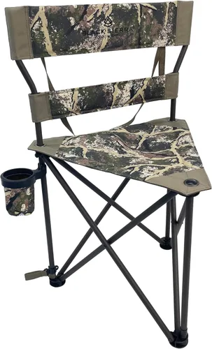 Miniatura 11 de Black Sierra XL - Taburete de caza con trípode plegable con marco de acero soporta 300 libras, silla de pesca resistente con soporte para tazas