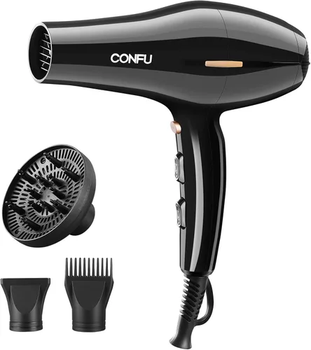 CONFU Secador de pelo, secador de pelo profesional iónico con difusor para mujeres y hombres, secado rápido 5X, potente y silencioso para un peinado