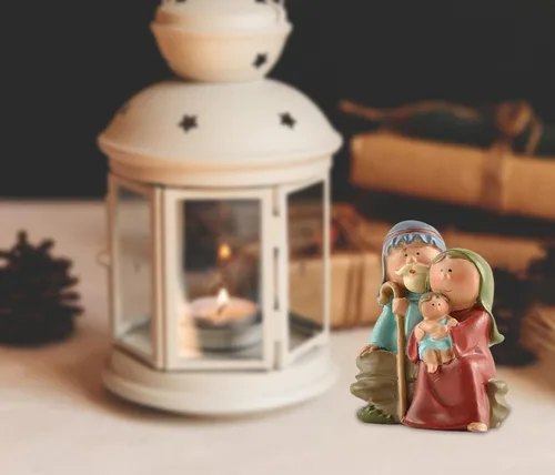 Miniatura 5 de MeritMode Estatuilla en miniatura de la Sagrada Familia para Navidad - Figuras de la Sagrada Familia para Navidad, decoración interior, incluye José