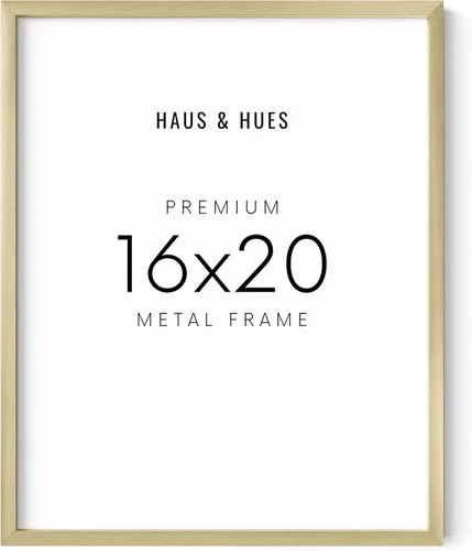 HAUS AND HUES Marco de fotos dorado de 16 x 20 pulgadas, moderno arte de pared de aluminio, marco ligero de 16 x 20 pulgadas para pósteres, Metal