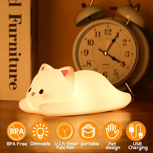 Miniatura 2 de ZKLiLi Luz nocturna para niños, lámpara de gato de 16 colores, linda lámpara, luces nocturnas regulables para bebé para guardería, luz nocturna